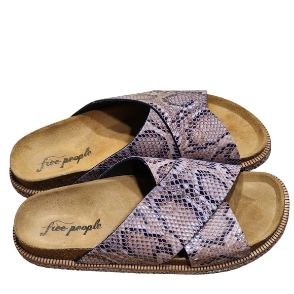 Free People Sidelines Flatform Slide Platform Sandals In Purple Snake Sz 39, 8.5 - Picture 3 of 5